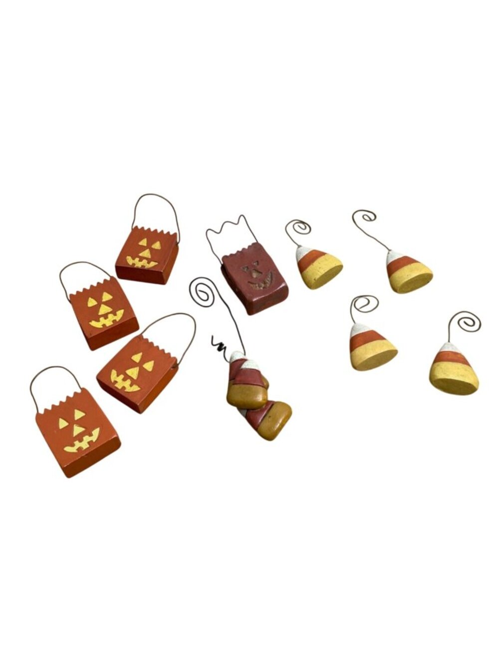Handcrafted Halloween Ornament Set 10 w Candy Corn Pumpkin Designs Fall Decor